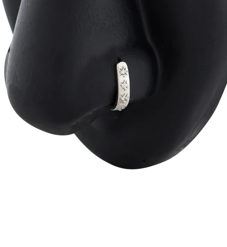 Rose Gold PVD Sol CZ Stainless Steel Nose Curve - Image 3