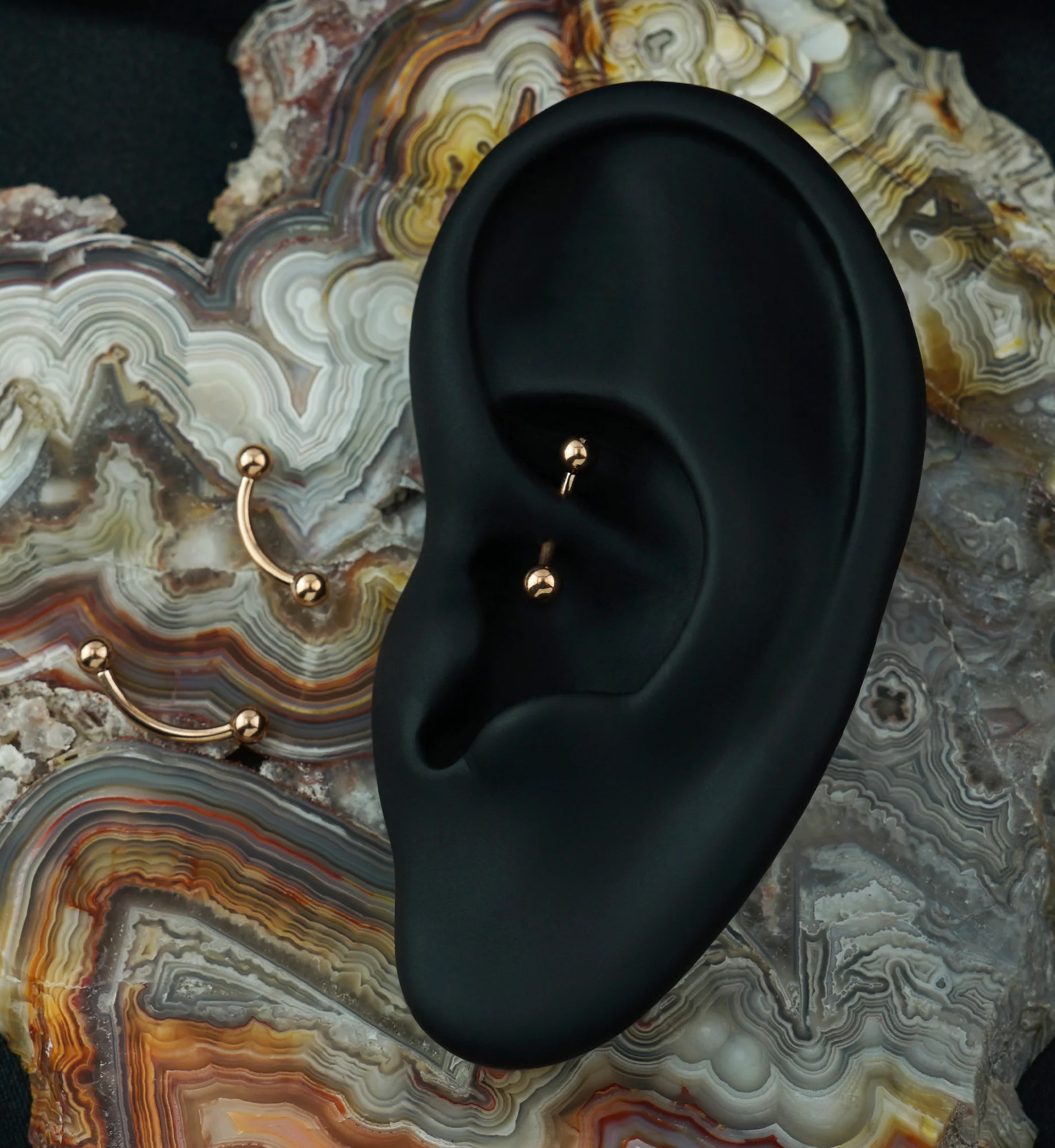 Rose Gold PVD Titanium Curved Barbell - Image 3