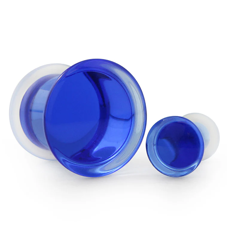 Royal Blue Glass Plugs - Single Flare - Image 3