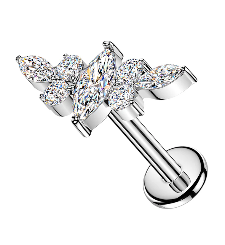 Royal Crest CZ Titanium Threadless Labret