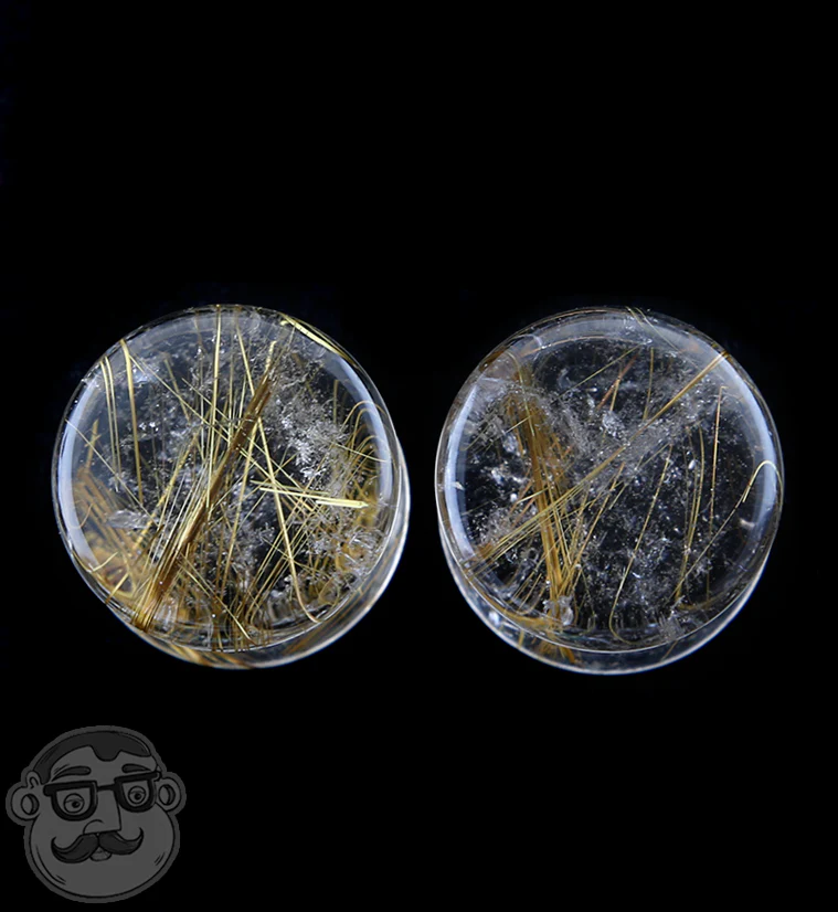 Rutilated Quartz Stone Plugs 1-2" (12mm) Version 3 - Image 2