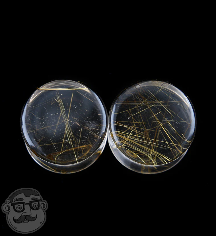 Rutilated Quartz Stone Plugs 1-2" (12mm) Version 4 - Image 2