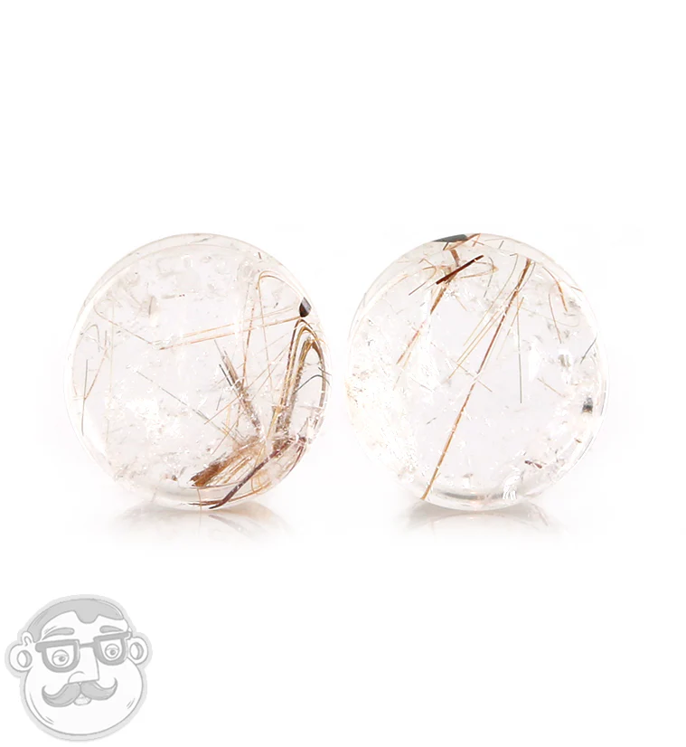 Rutilated Quartz Stone Plugs 9/16" (14mm) Version A