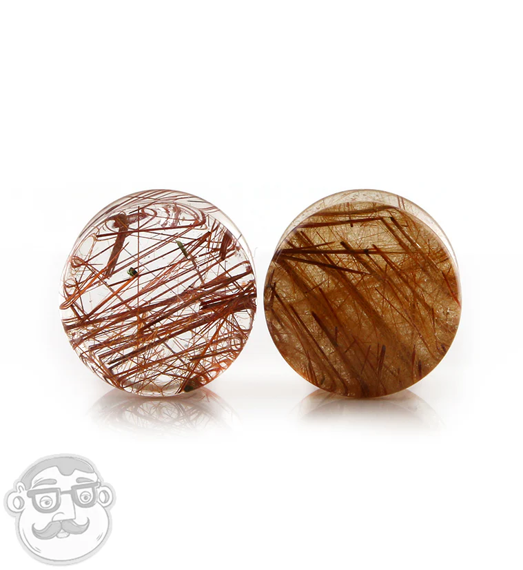 Rutilated Quartz Stone Plugs 5/8" (16mm) Version 3