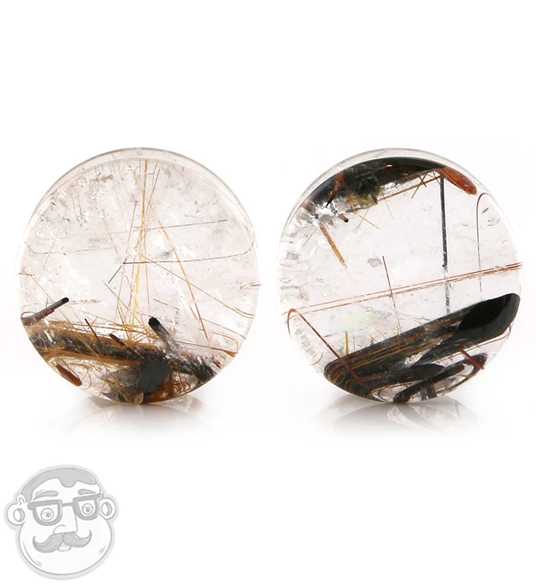 Rutilated Quartz Stone Plugs 5/8" (16mm)﻿﻿ Version 6