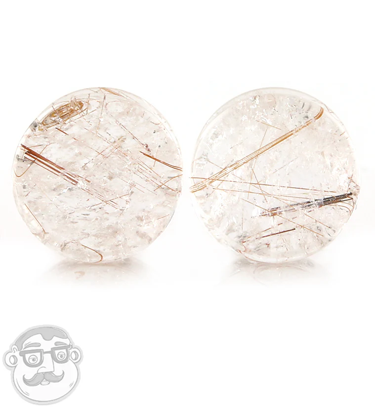 Rutilated Quartz Stone Plugs 5/8" (16mm)﻿﻿ Version 11