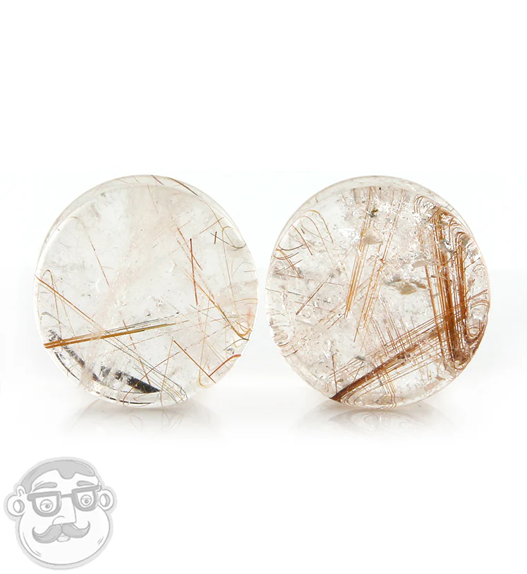Rutilated Quartz Stone Plugs 3/4" (19mm)