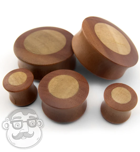 Saba Wood Plugs With Crocodile Wood Inlay - Image 3