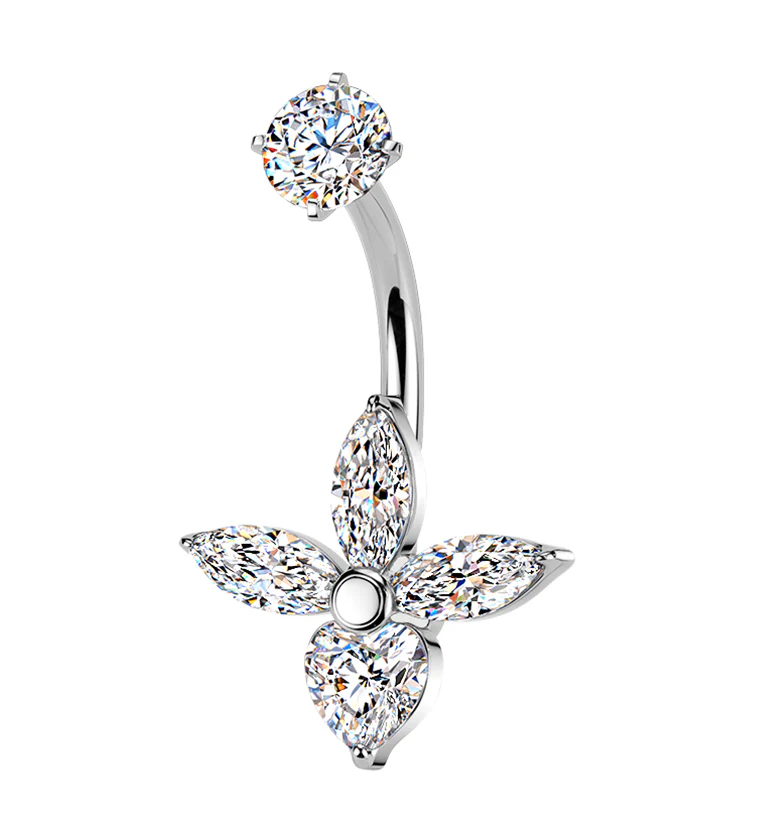Samba CZ Stainless Steel Internally Threaded Belly Button Ring