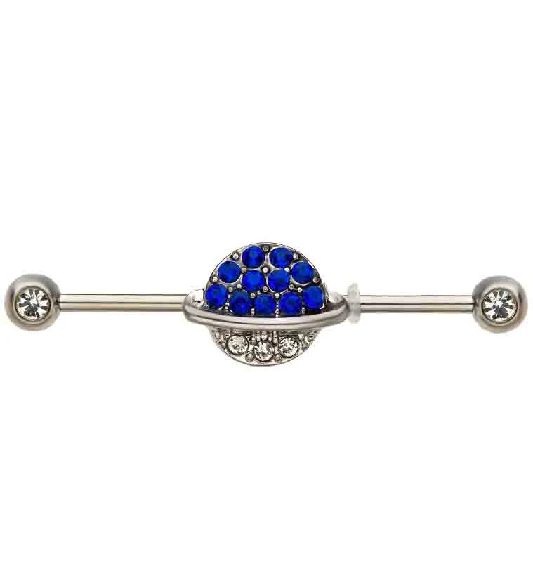 Saturn Double CZ Industrial Barbell