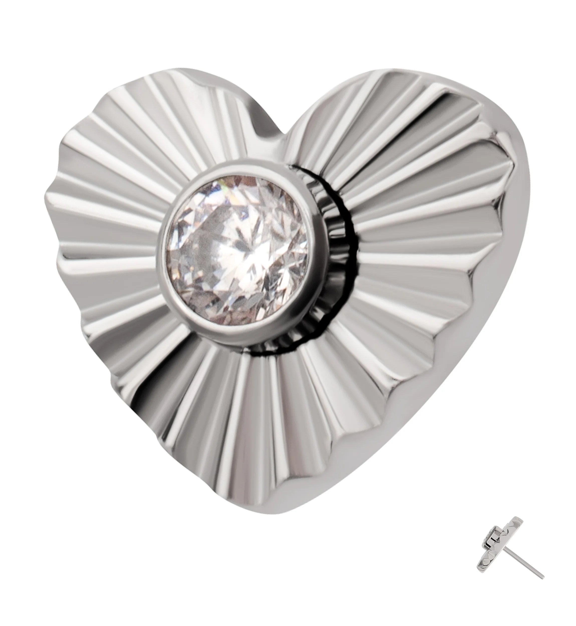 Score Heart Clear CZ Titanium Threadless Top