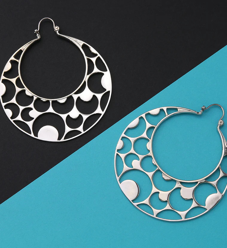 Silver Half Moon Titanium Hangers - Earrings - Image 2
