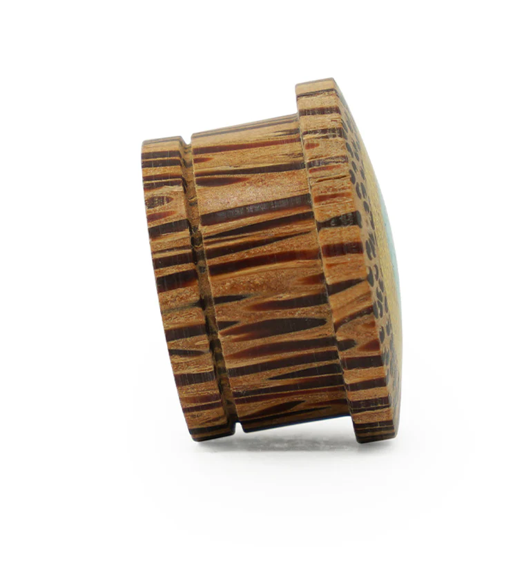 Single Flare Coconut Wood Plugs with Jackfruit & Turquoise Inlay - Image 5
