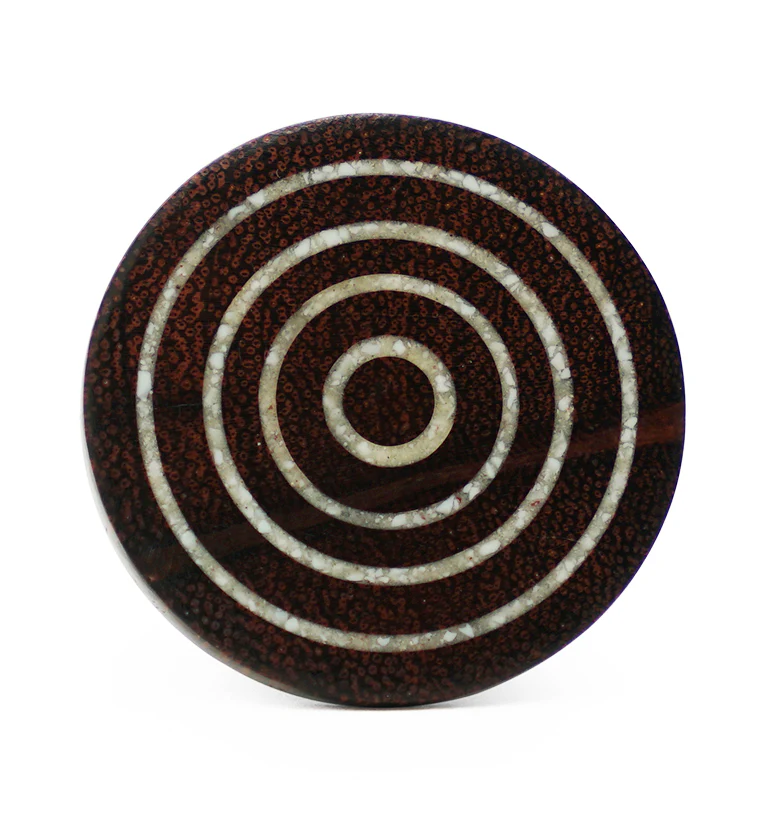 Single Flare Dark Tamarind Wood Plugs with Triple Target Inlay - Image 3