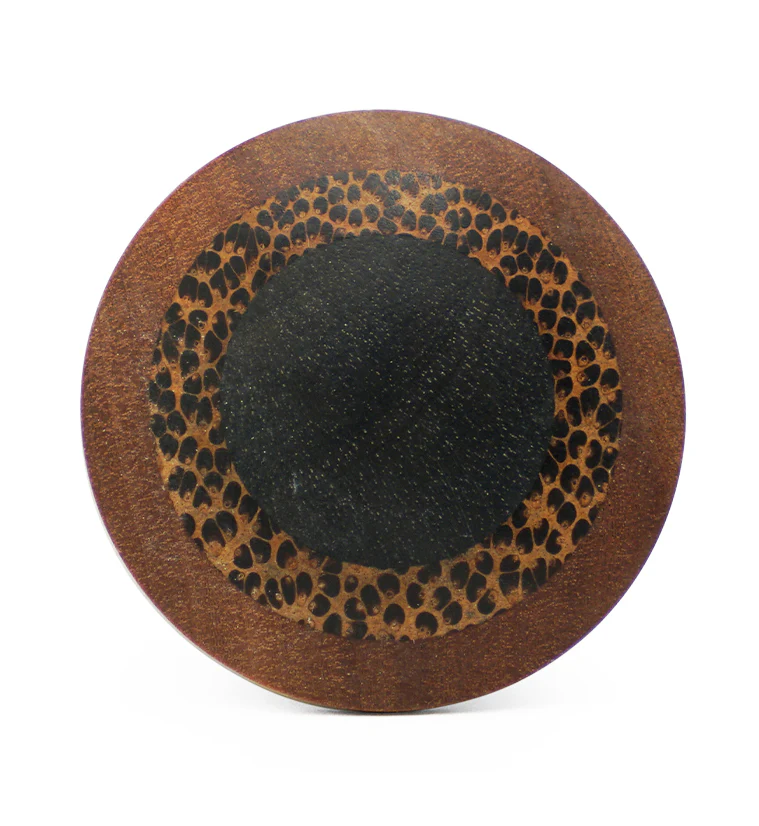 Single Flare Saba Wood Plugs with Coconut & Areng Inlay - Image 3