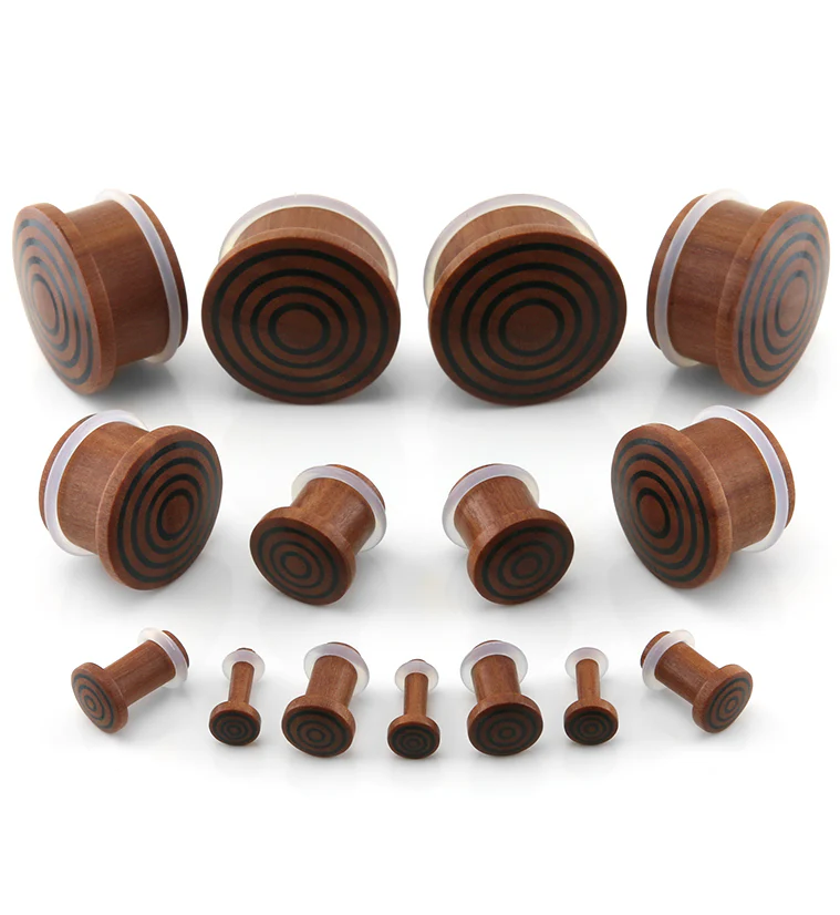 Single Flare Saba Wood Plugs with Triple Target Inlay - Image 3