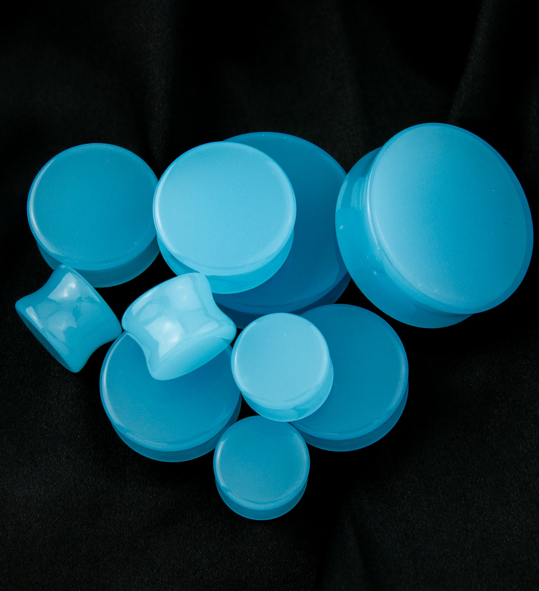 Sky Blue Glass Double Flare Plugs - Image 3