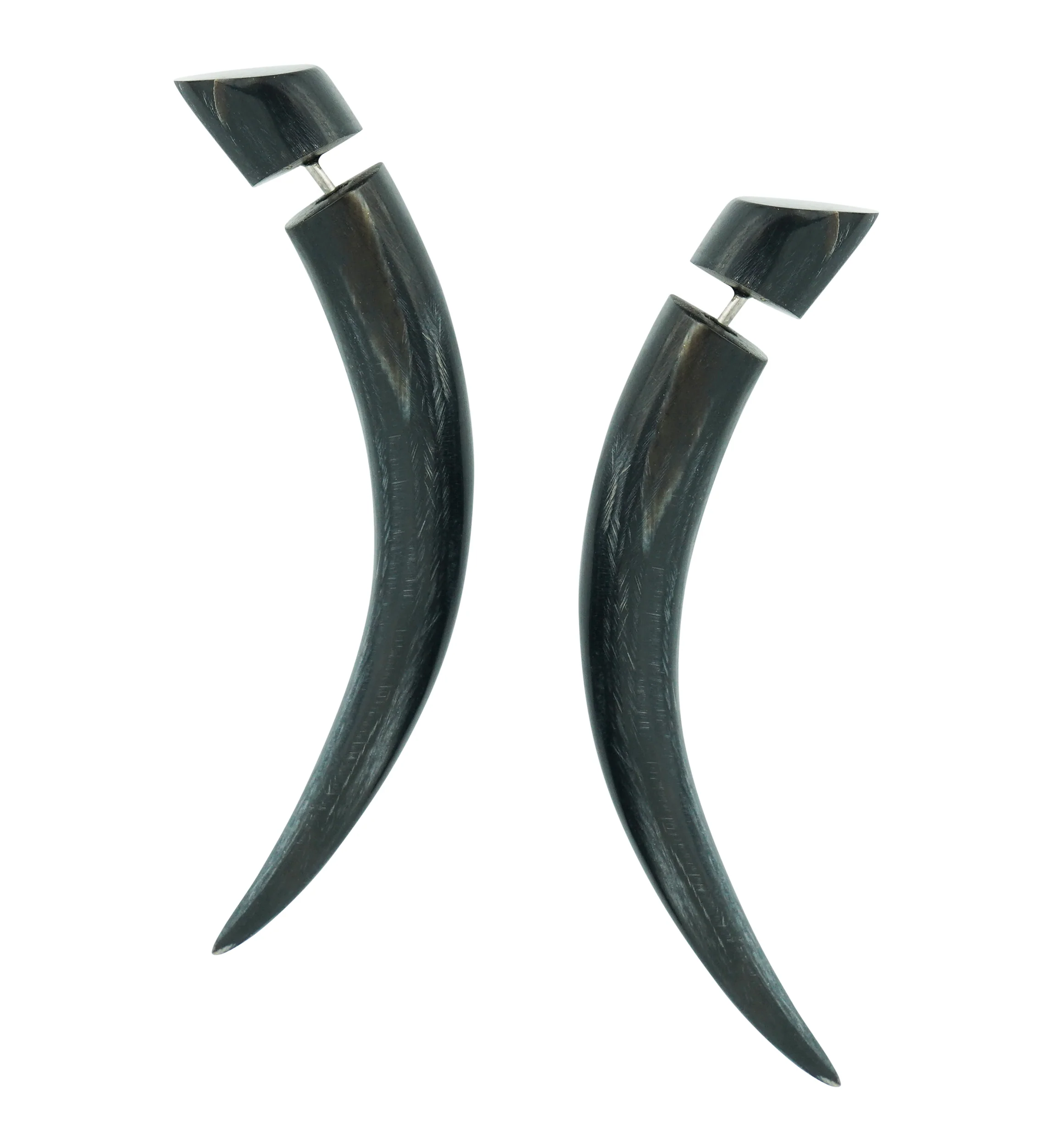 Small Black Taper Fake Gauges Horn Earrings