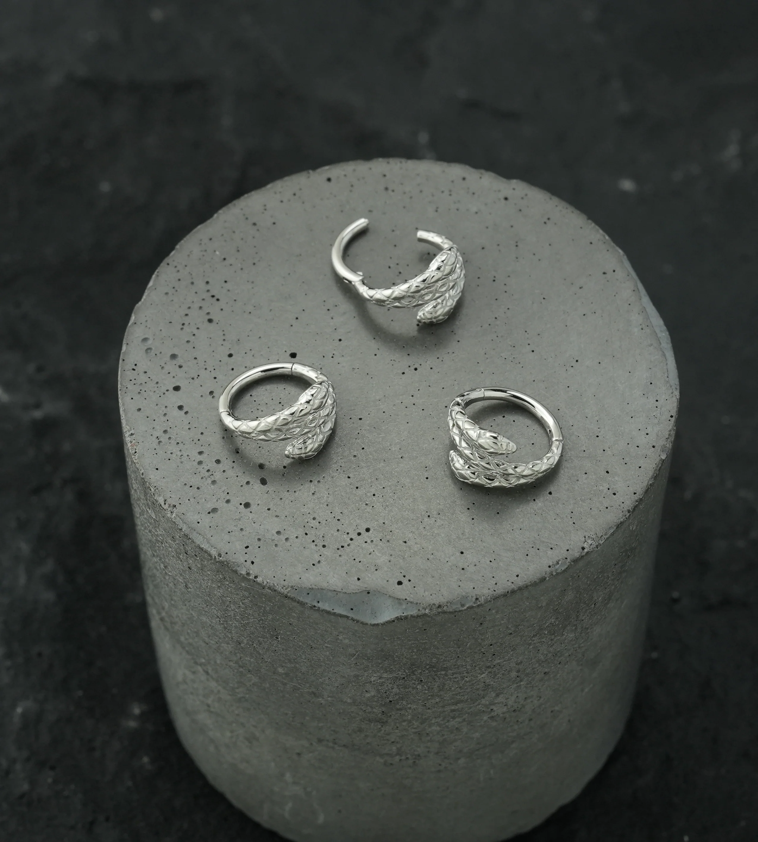 Snake Twist Stainless Steel Hinged Segment Ring - Image 2