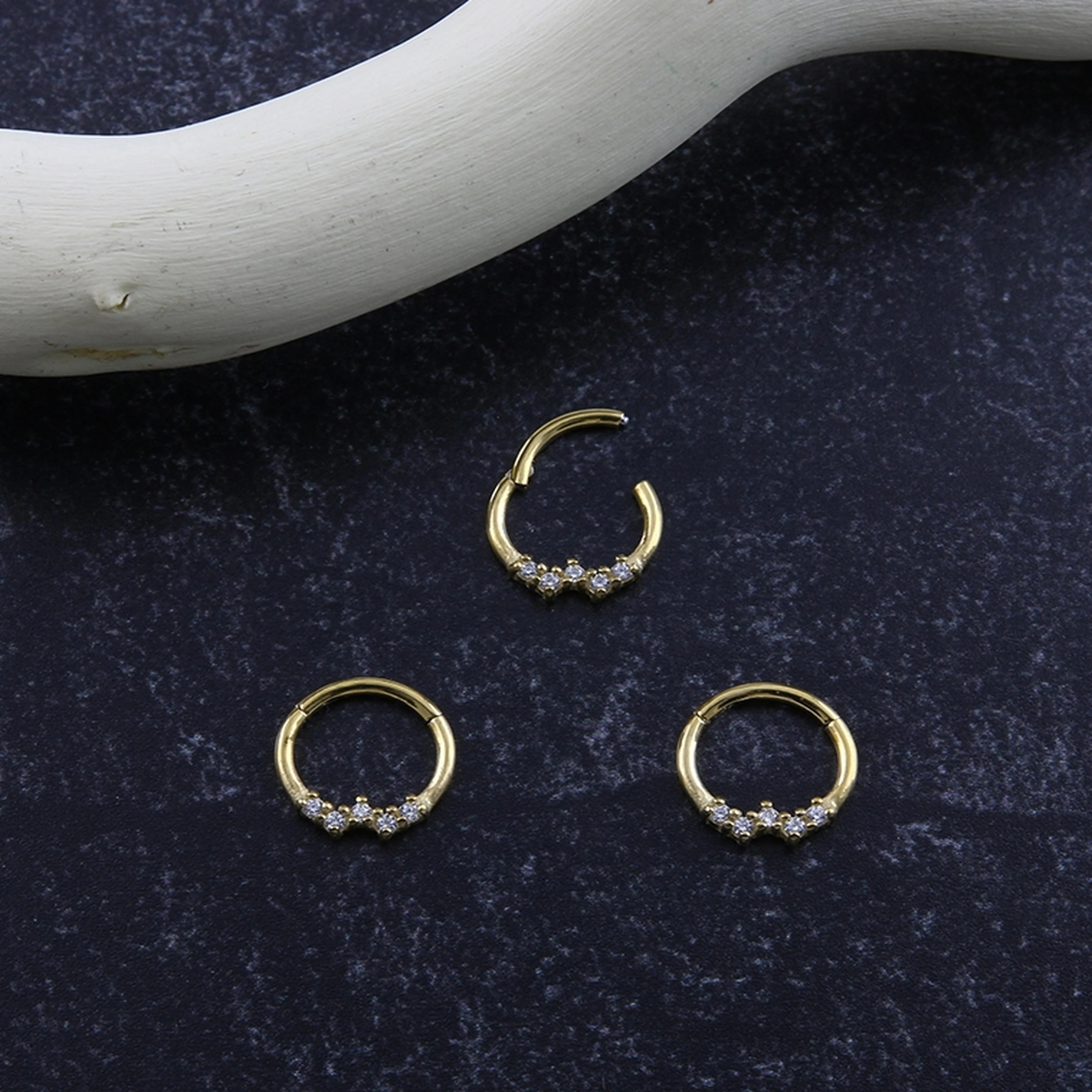 Spherule CZ Gold PVD Hinged Segment Ring - Image 3