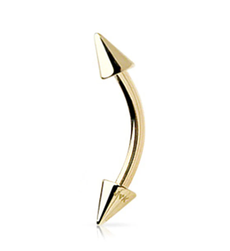 Spiked 14Kt Gold Curved Barbell - Image 3