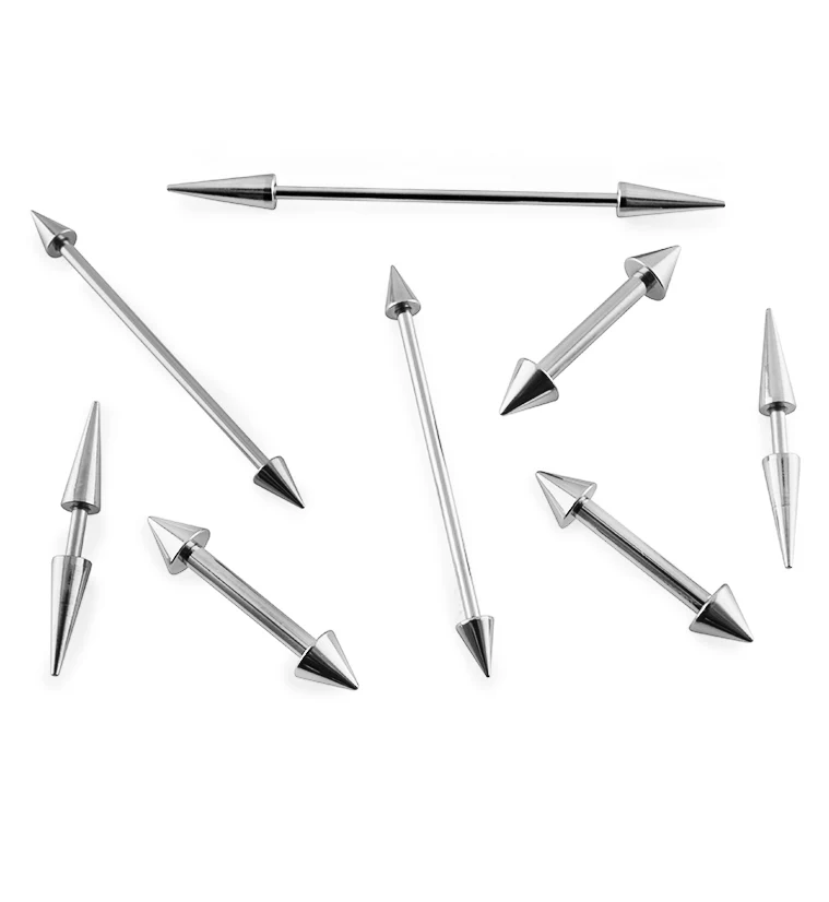 Spiked Stainless Steel Barbell - Image 2