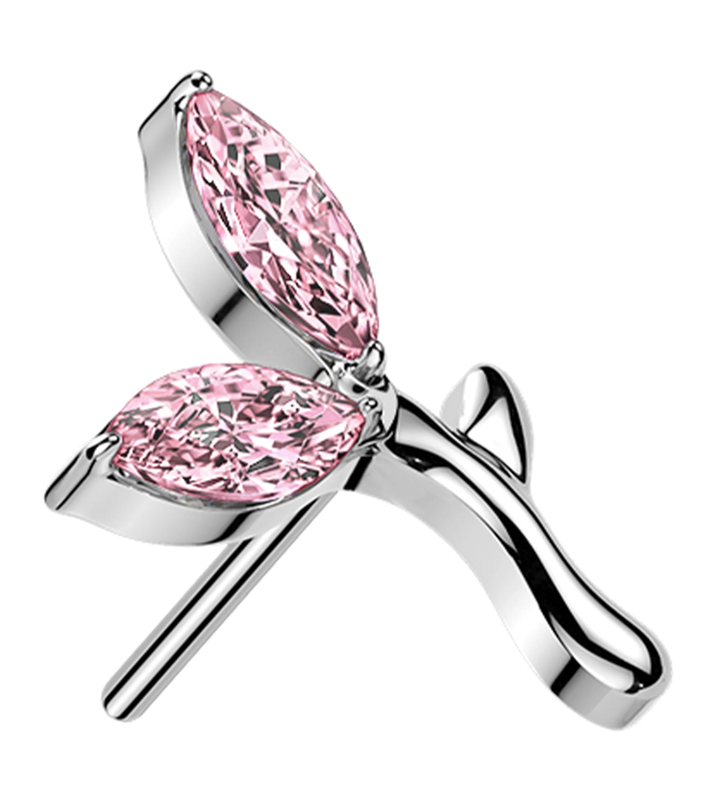 Sprout Pink CZ Titanium Threadless Top