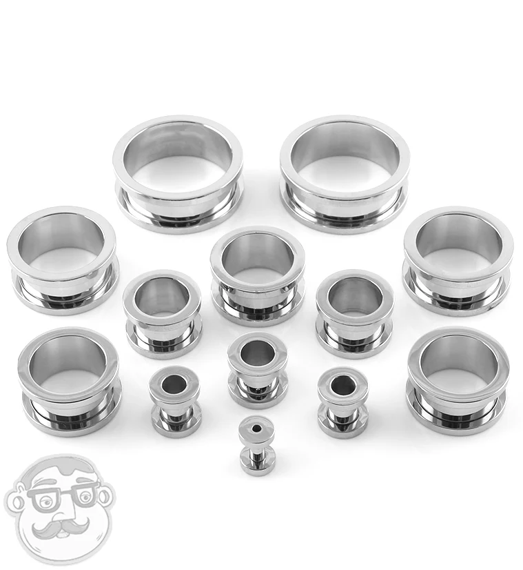 Stainless Steel Screw on Ear Tunnels - Image 2