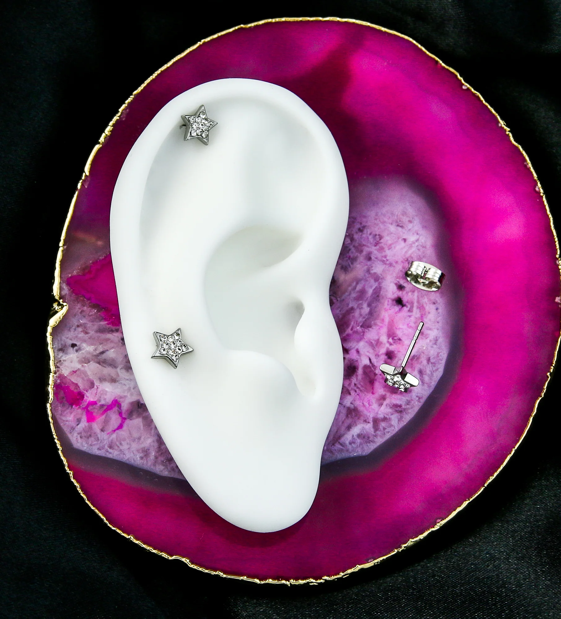 Star Clear CZ Stainless Steel Stud Earrings - Image 2