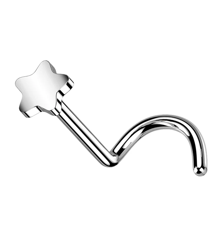 Star Titanium Threadless Nose Screw Ring