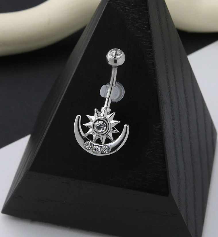 Sun And Moon CZ Belly Button Ring - Image 2