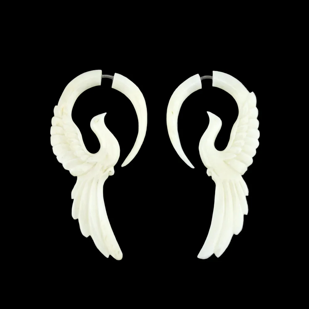 Swallow Bone Hangers / Fake Gauges Earrings
