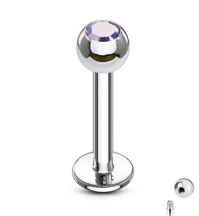Tanzanite CZ Labret Post