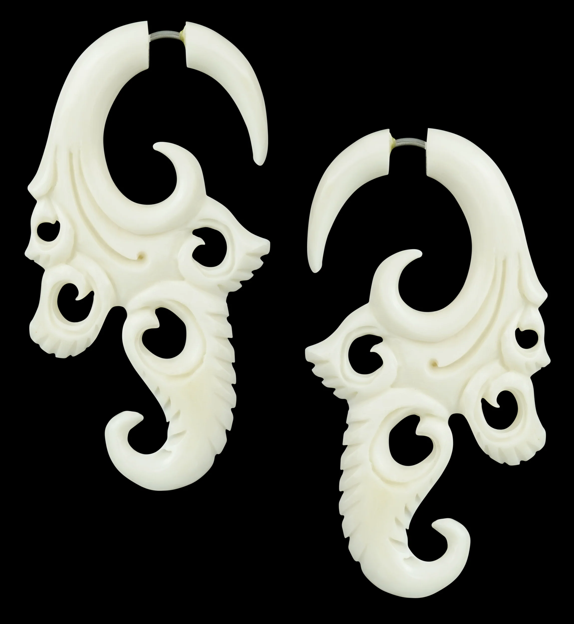Tawdry Bone Spiral Fake Gauges Earrings