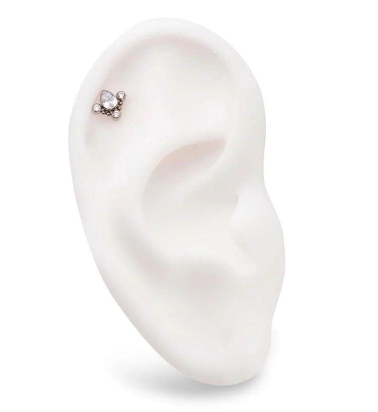 Teardrop Dart CZ Threadless Titanium Top - Image 3