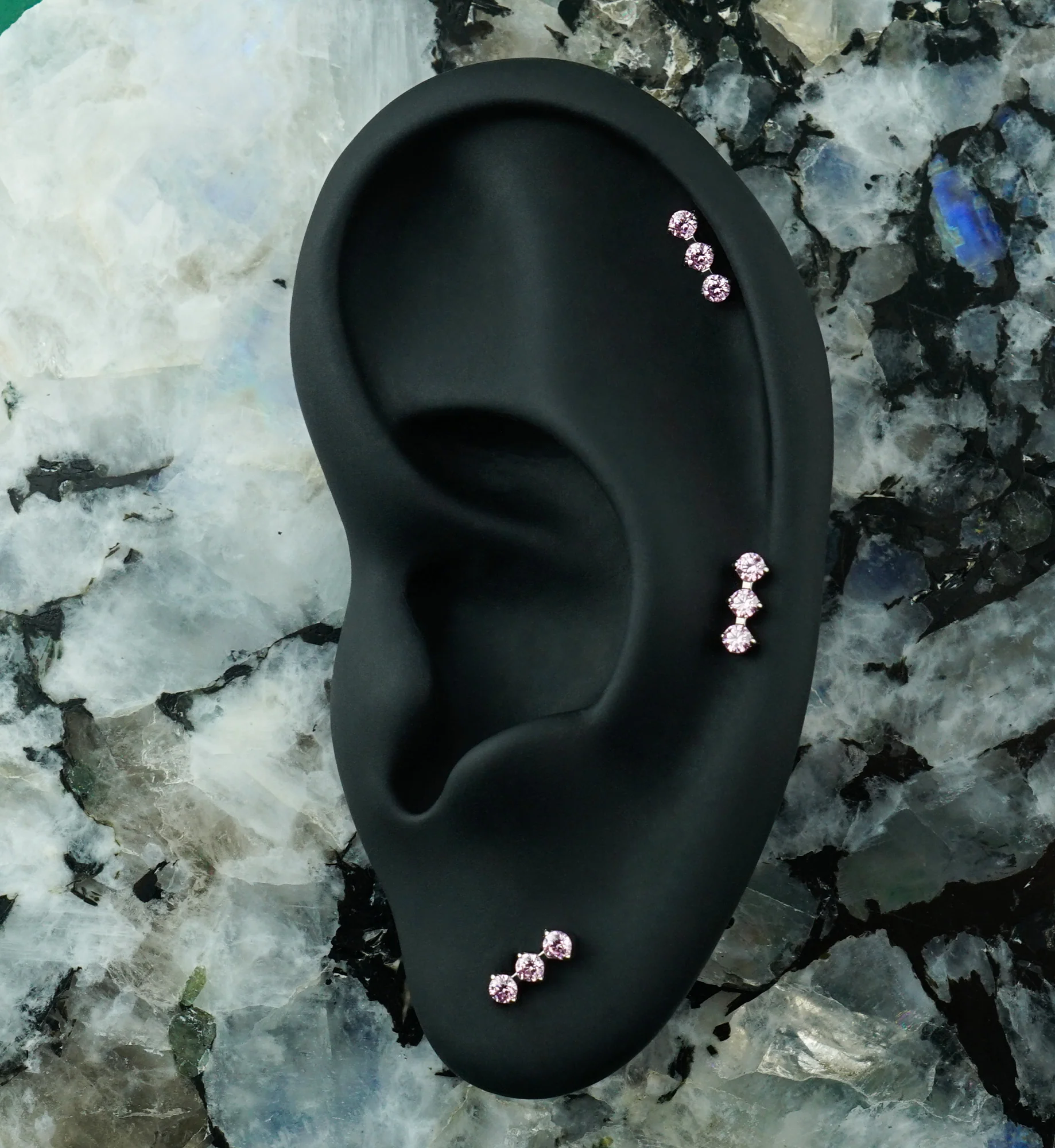 Threefold Pink CZ Titanium Threadless Top - Image 2