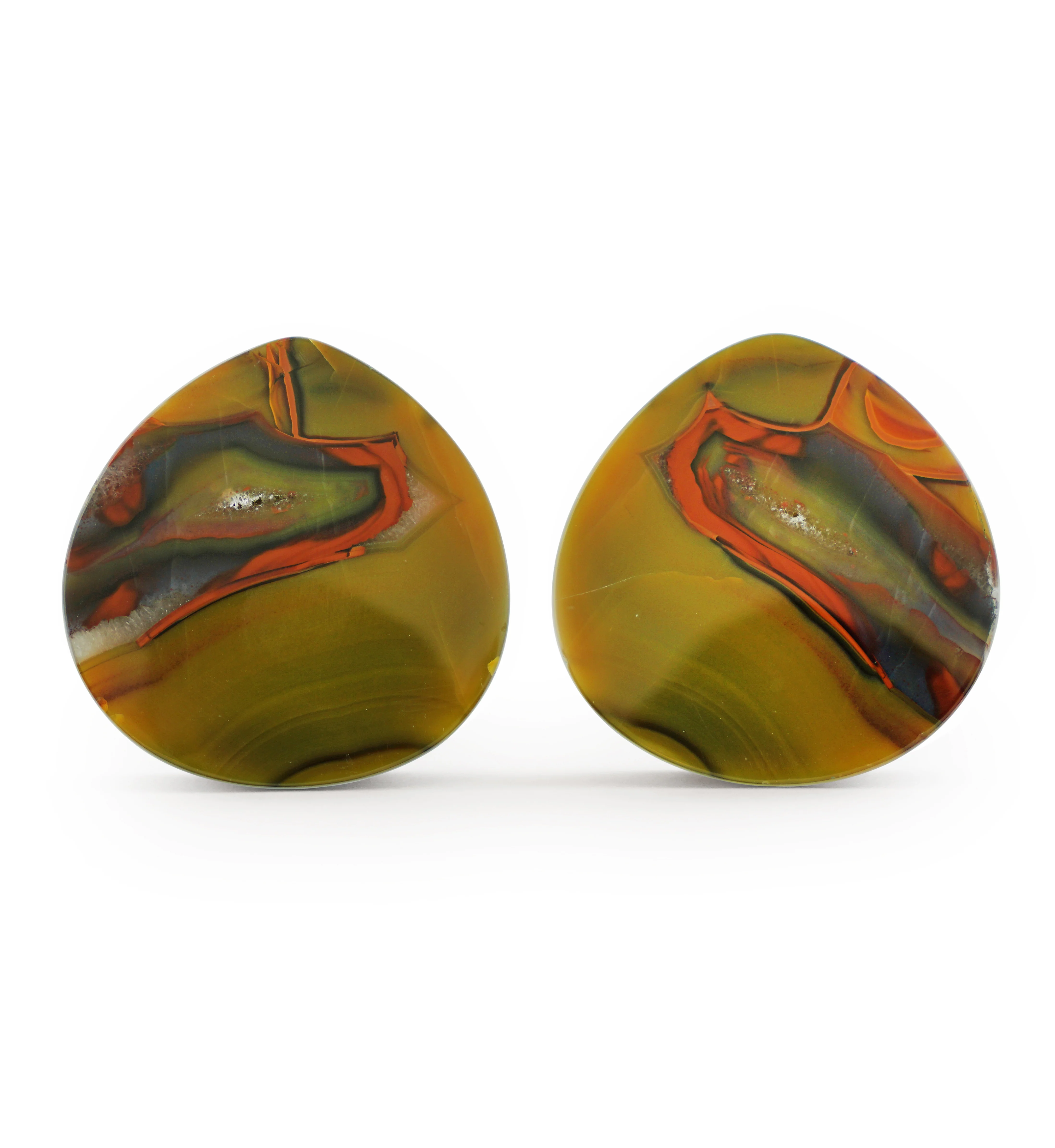 1 & 7/8" (47mm) Timor Agate Teardrop Double Flare Plugs Version 1