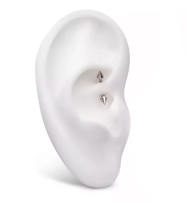 Titanium Double Spike Internally Threaded Curved Barbell - Image 4