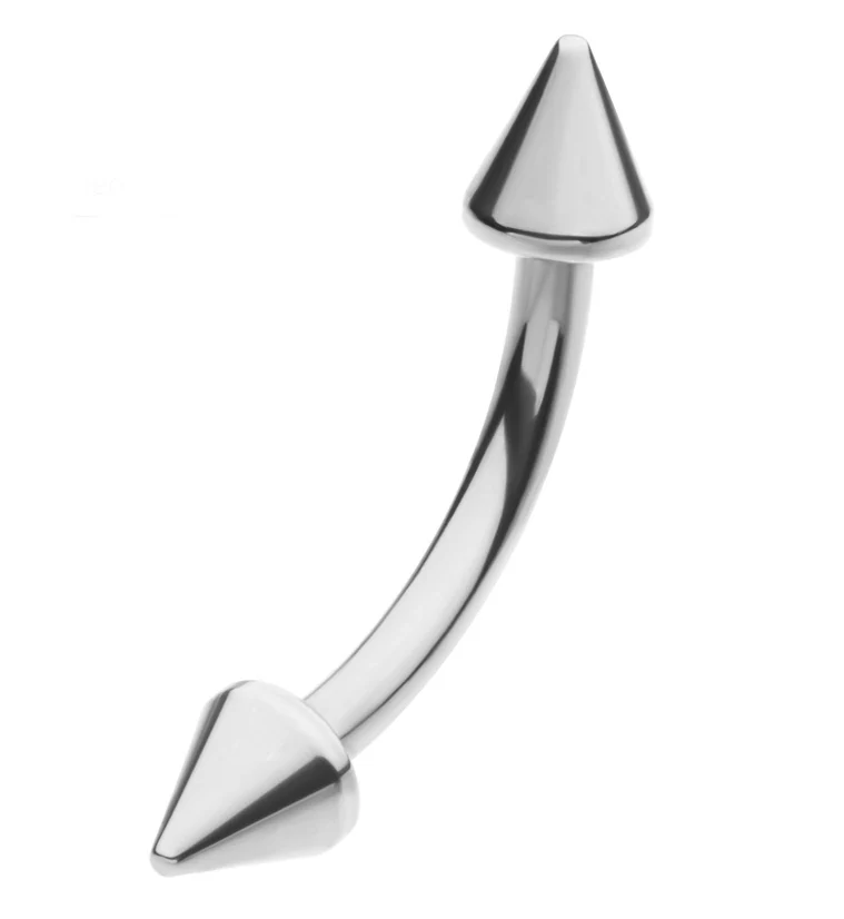 Titanium Double Spike Internally Threaded Curved Barbell - Image 5