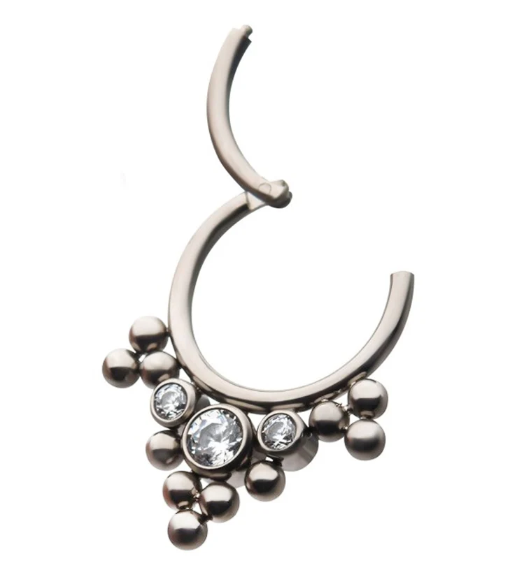 Titanium Hinged Beaded Cluster Segment Ring - Image 2