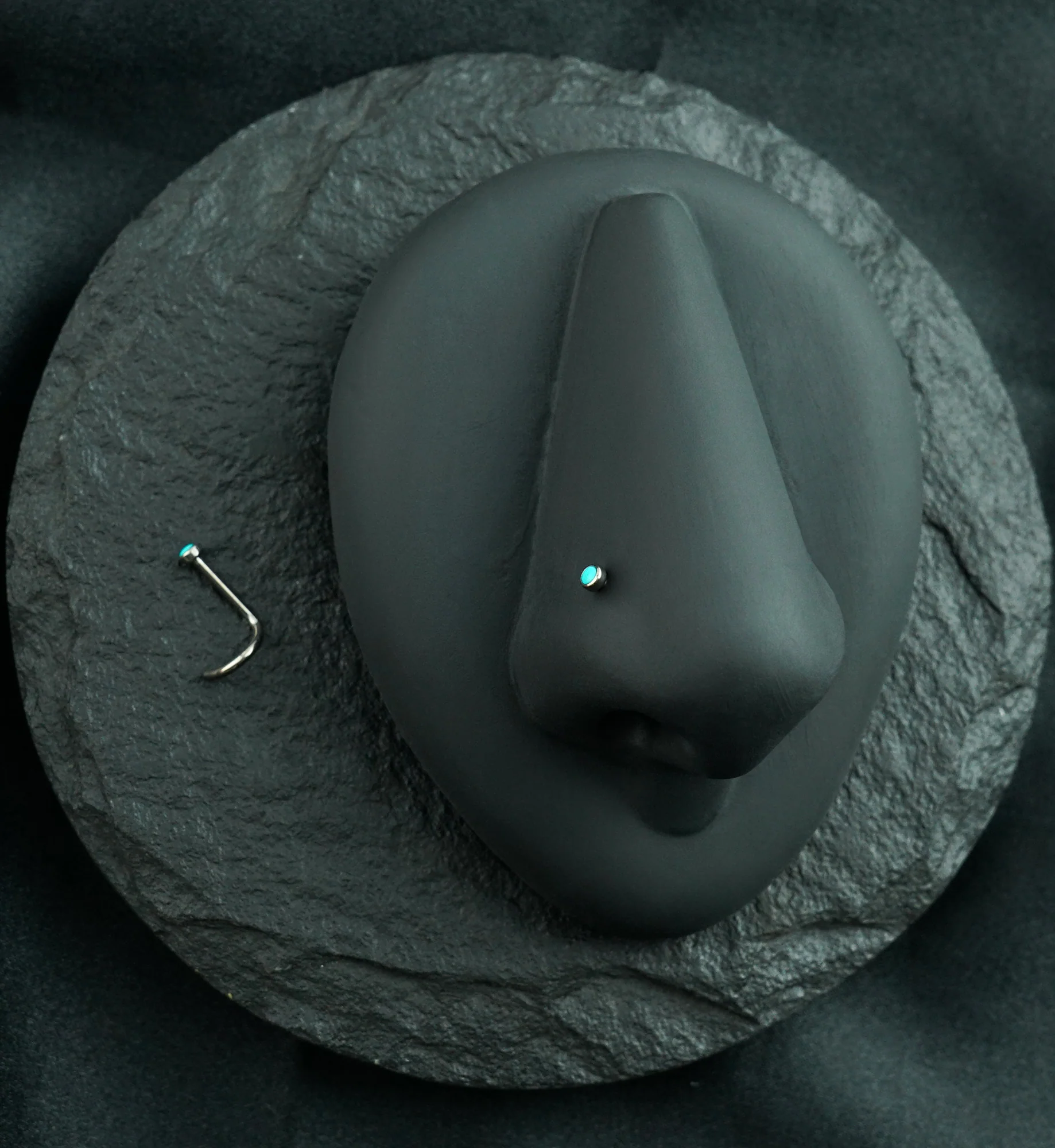 Titanium Nose Screw With Turquoise Stone - Image 3