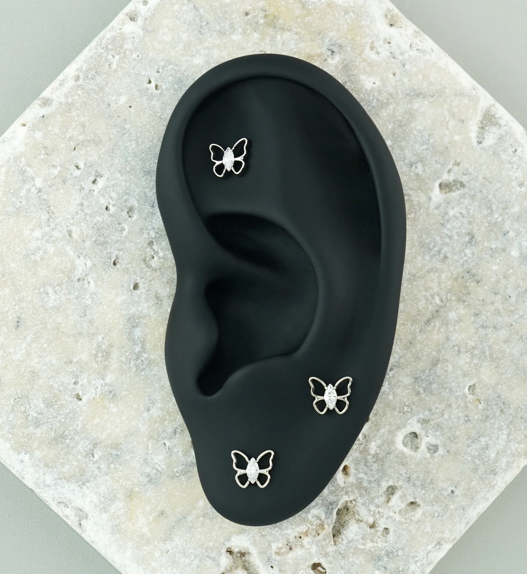 Trace Butterfly CZ Titanium Threadless Top - Image 2