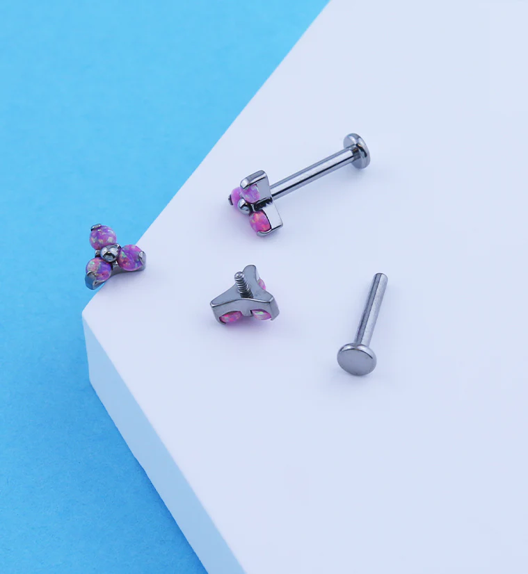 Triad Pink Opalite Titanium Internally Threaded Labret - Image 2