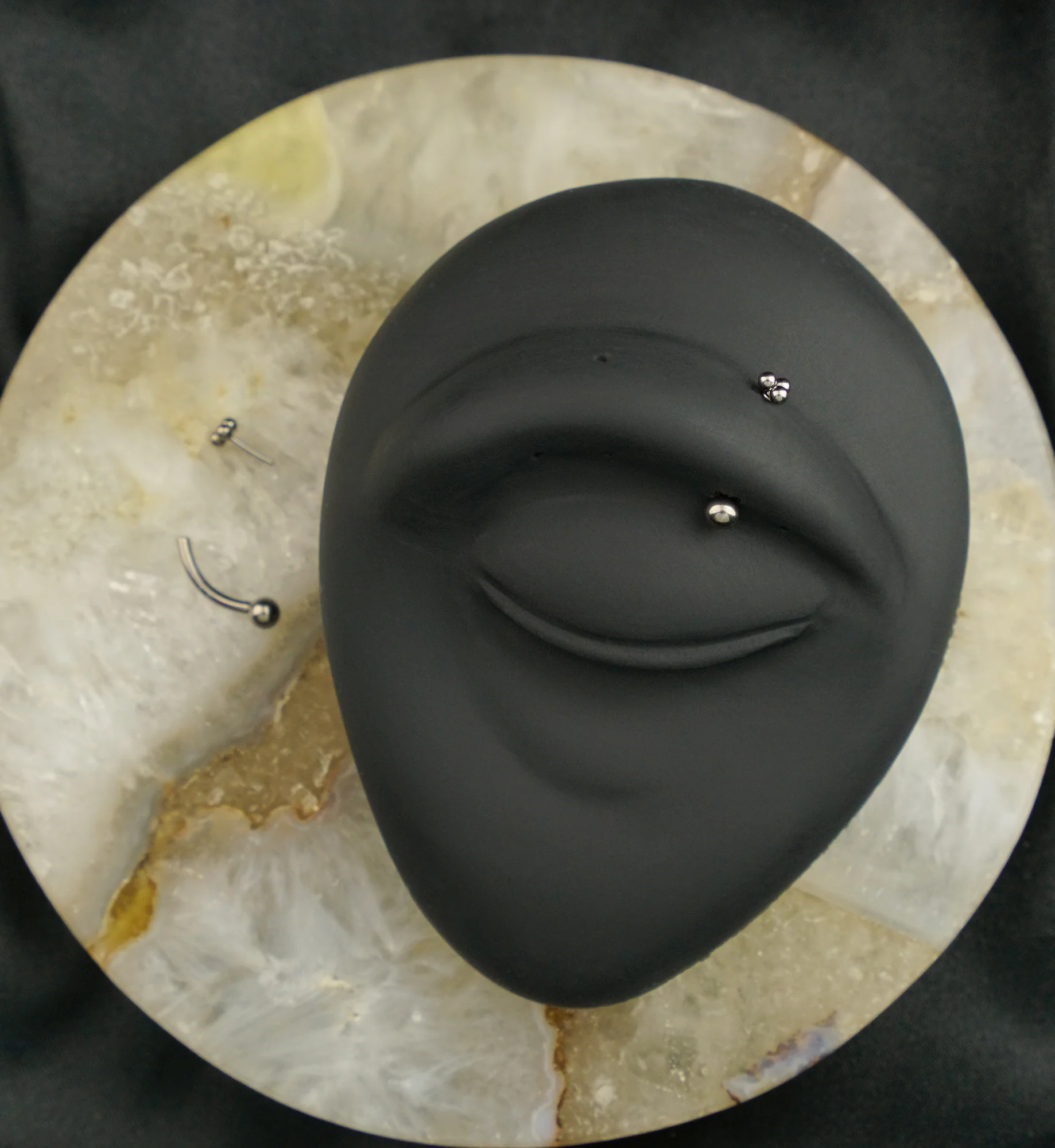 Trinity Bead Titanium Threadless Curved Eyebrow Barbell - Image 2