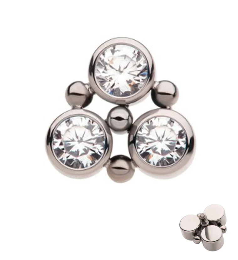 Trinity Beaded CZ Internally Threaded Titanium Top
