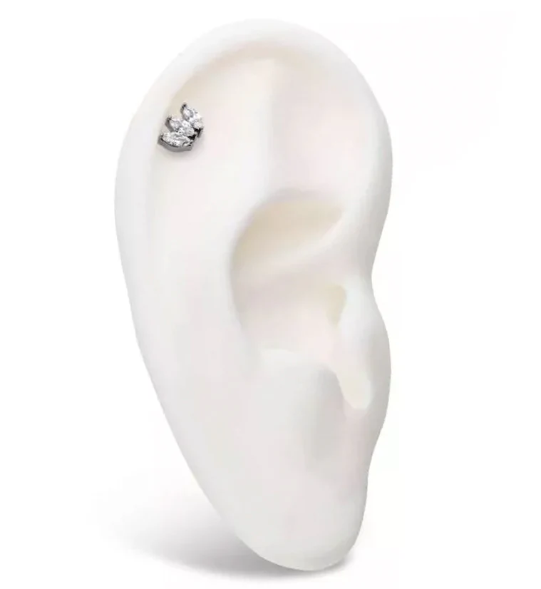 Triple Empress CZ Threadless Titanium Top - Image 3