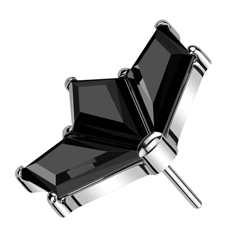 Triple Poly Black CZ Threadless Titanium Top