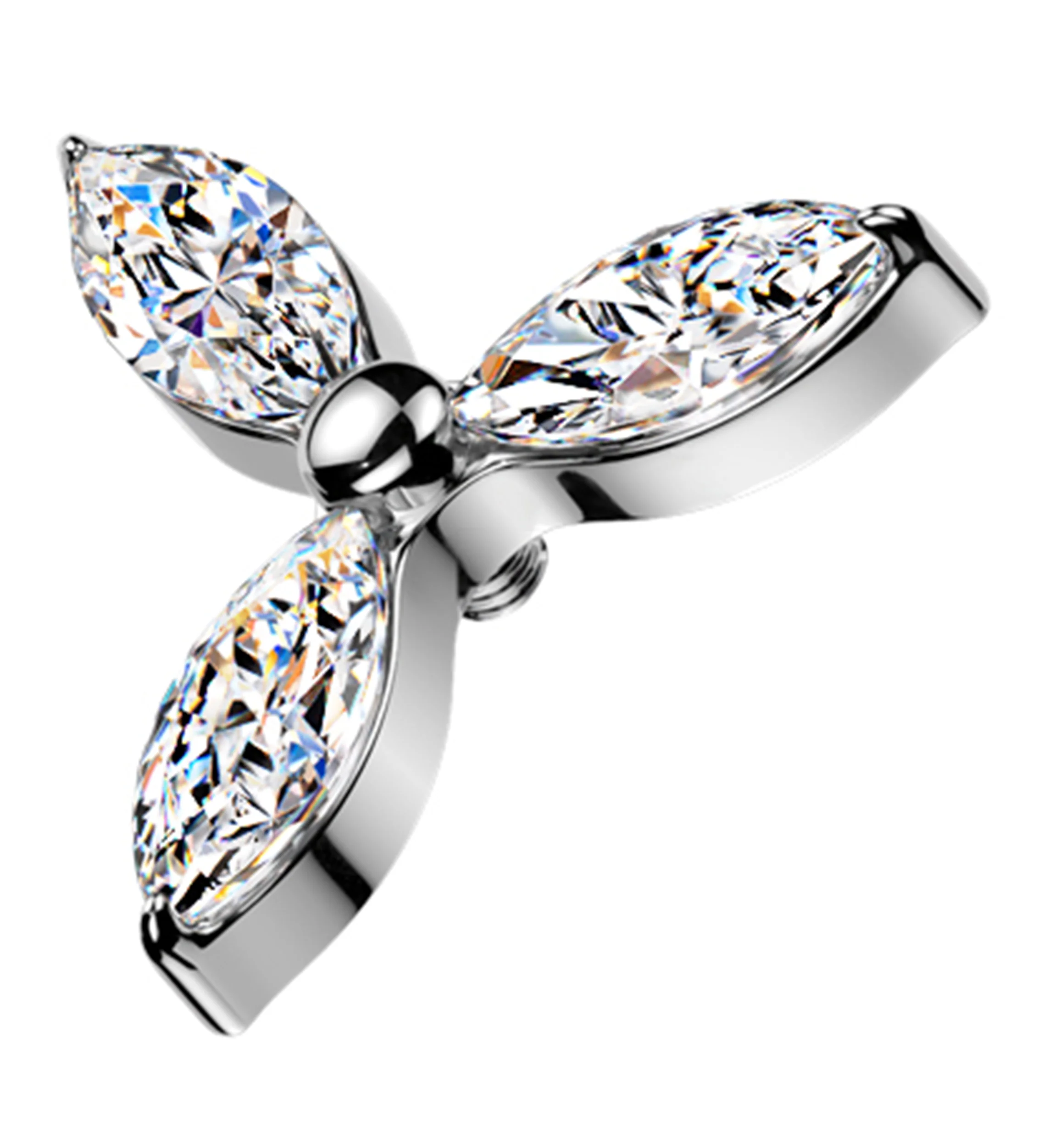 Triple Marquise CZ Titanium Internally Threaded Top