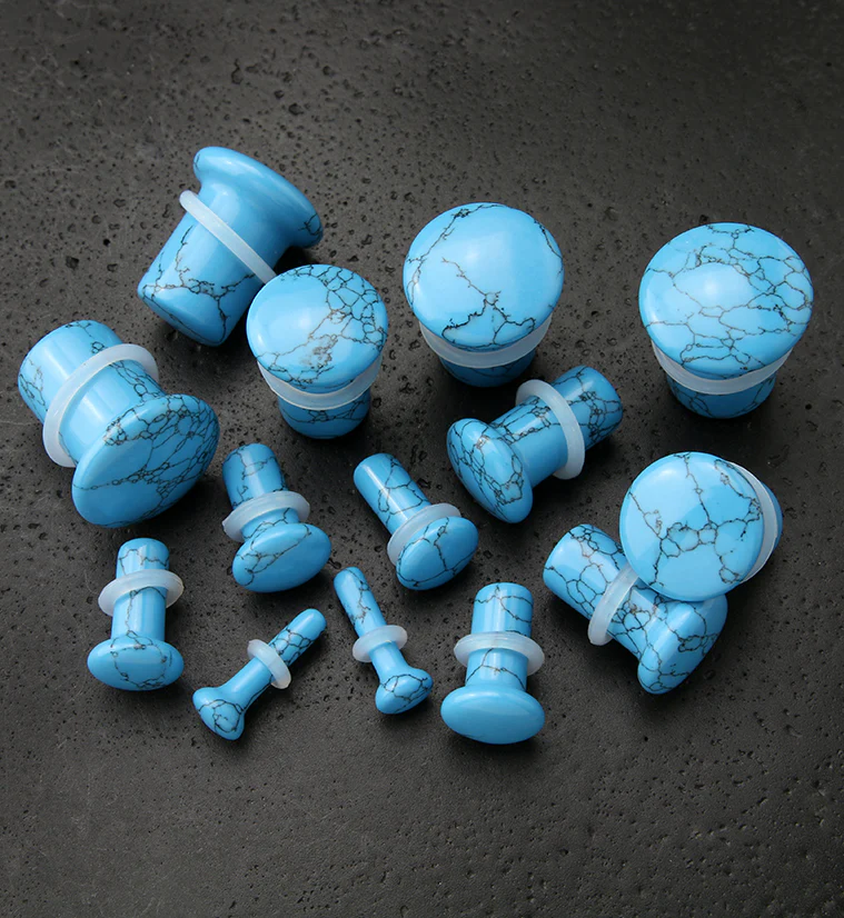 Turquoise Howlite Stone Single Flare Plugs - Image 2