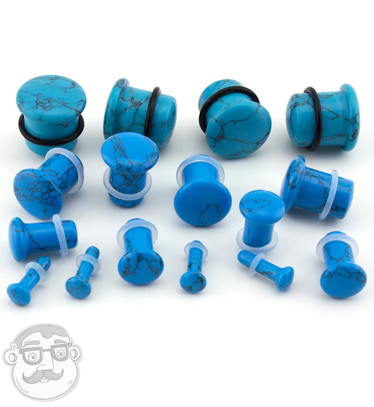 Turquoise Howlite Stone Single Flare Plugs - Image 5